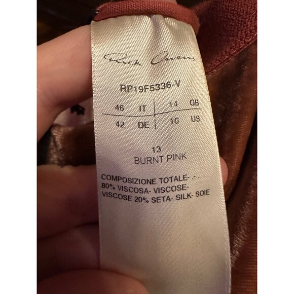 Rick Owens Larry F/W 19 Burnt Pink Velvet Dirt Skirt w Thigh Slits Made in Italy - Picture 11 of 13